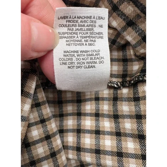 Garage Plaid Mini Skirt Womens Small Brown Tan Checkered Bodycon Front Slit 90s - Picture 7 of 7